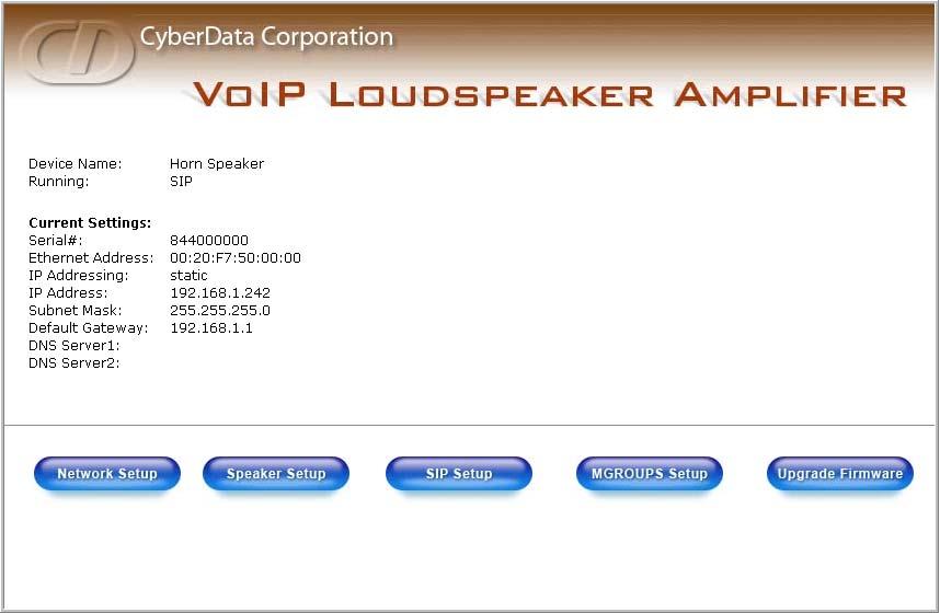 Installing the VoIP Loudspeaker Amplifier Configure the Loudspeaker Amplifier Parameters 15 Figure 2-12. Home Page 3.