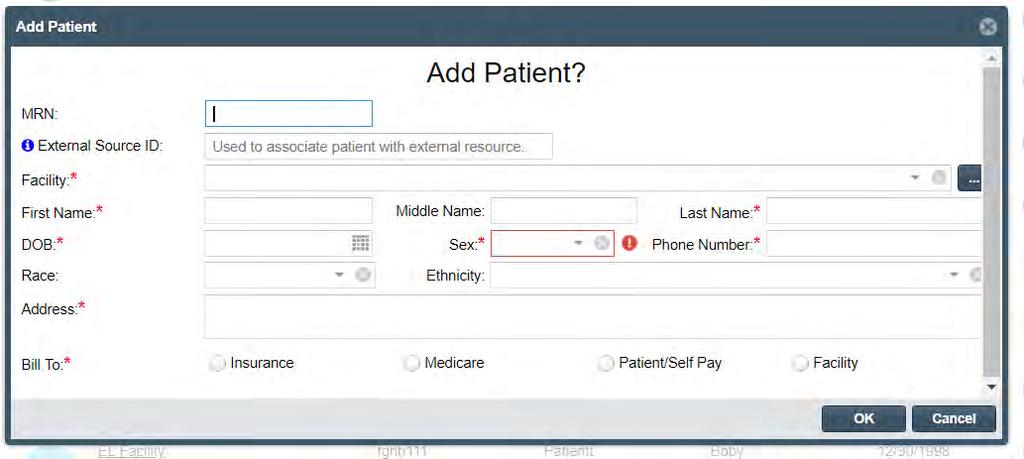 Send EHR Cancelled Requisition Sends an EHR when a requisition is canceled Preliminary EHR Workflow Enabled Allows for EHR workflow to be active Managing Registered Patients To submit a requisition