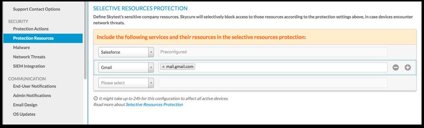 Protection Resources The Selective Resources Protection (SRP) settings allows grouping of different resources under the service name that