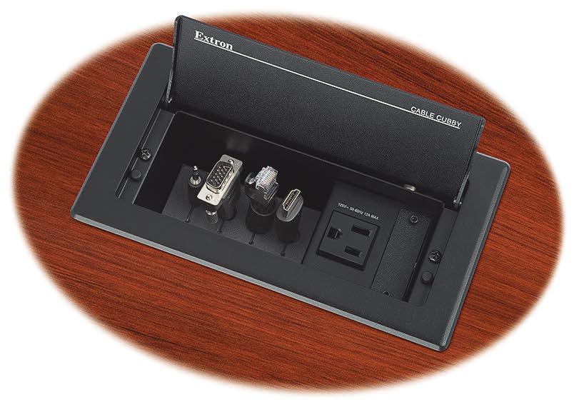 ARCHITECTURAL CONNECTIVITY Cable Cubby 202 Series/2 Cable Access Enclosure for AV Connectivity and AC Power The Extron Cable Cubby 202 is a compact cable access enclosure with one fixed, unswitched