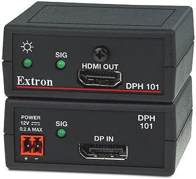 The DPH 101 can be powered by a power supply shared with another Extron product or an optional 12V 1A power supply.
