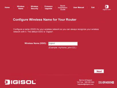 10 Configure a name for your wireless network. Click 'Next' to continue.