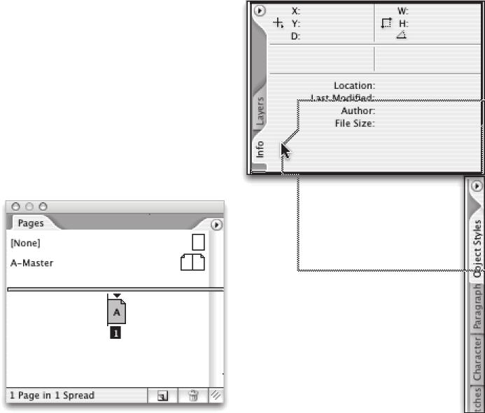 02 ID_CS2_(18-39).qxd 06/30/2005 12:19 PM Page 26 2. Interface Adobe InDesign CS2 H O T Tip: To open and close a palette completely, first you need to pull it out of its group.