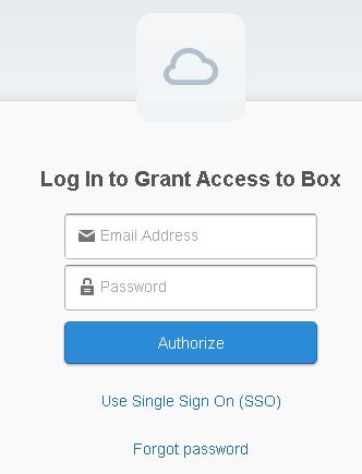 When you test the connection, a browser window opens up requesting you to log in to grant access to your Box account.