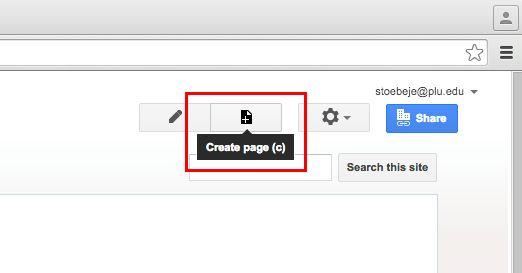 Creating a new page Select the Create Page button at the