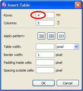 5. Now click the Design tab. Type the text in each table cell as shown in Table 1.