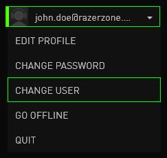 LOGGING OFF Log off from Razer Cortex by clicking your display name from