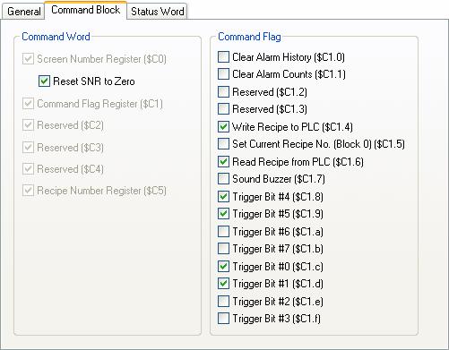 3 3.6.5. Command Block Settings (Type H) This section describes how to configure the type H command block using the Command Block page of the Command & Status dialog box.