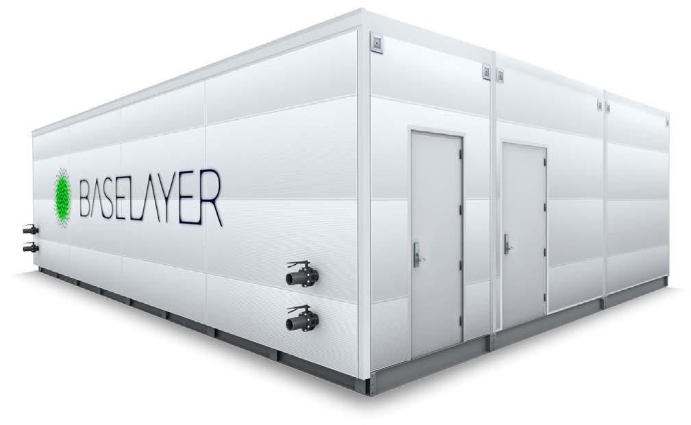 BASELAYER EDGE XLMC Series Data Module HIGHLIGHTS Delivers up to 500kW of Critical IT Power and Cooling for rack configurations of 35 (XLMC2 Shown), 60, 85 or 110, 52U racks @ N.