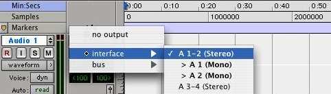 14. In the editing panel assign input and output channels, according to the