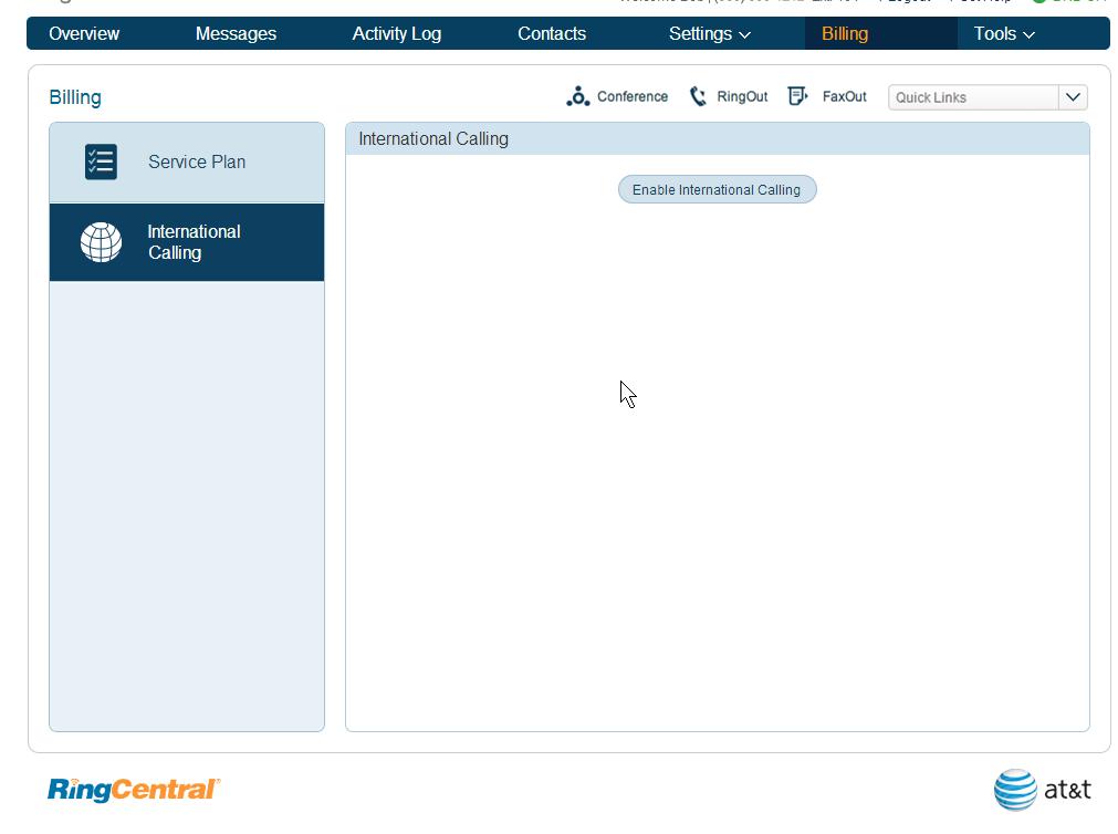 RingCentral Office@Hand from AT&T Start-up Guide for Administrators Overview International Calling Calls your users make to countries outside the United States incur charges.