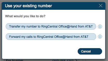 Forwarding Calls from Your Other Provider to Your Office@Hand Service If you have a company phone number with another provider, you can have calls to that number forwarded to RingCentral when that