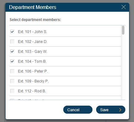 of that department, then click Save. 4. Select Department Members. 5. Click Save. 6.