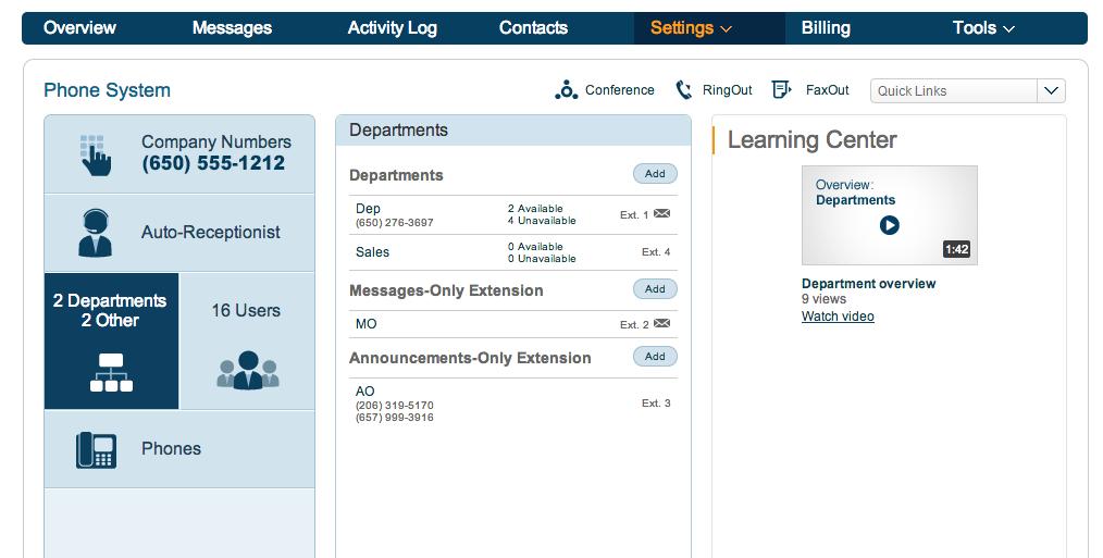 NOTE: Only administrators, or users assigned to the specific extension, can set the announcement.