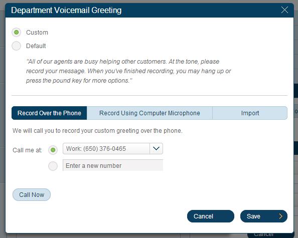 Department Voicemail Greeting When a caller is sent to voicemail, the Auto-Receptionist plays a default greeting with instructions to the caller.