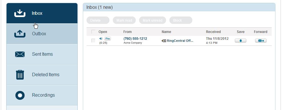 RingCentral Office@Hand from AT&T Start-up Guide for Administrators Overview Messages You will find your email and voicemail messages in the Messages menu, as well as call-recording messages.