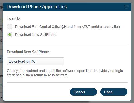 RingCentral Office@Hand from AT&T Start-up Guide for Administrators Softphone 4. Doubleclick the downloaded program and install. 5.