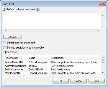 Path Edit dialog box This dialog box is used to edit or add the path or file name including the path. Figure A.