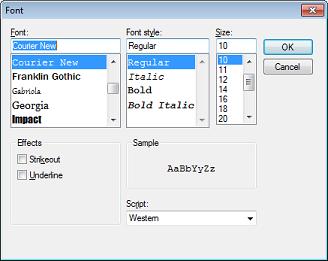 ..] button to open the Font Dialog Box and configure the fonts for your text editor. Figure A.42 Font Dialog Box (4) Buttons Import... Export.