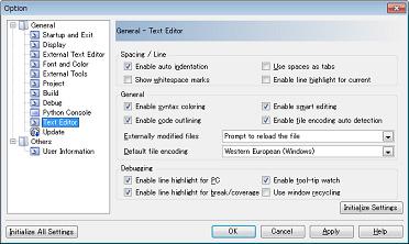 [General - Text Editor] category Use this category to configure general settings relating to the text editor. Figure A.