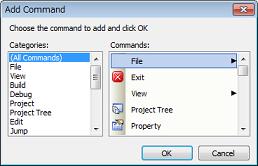 Add... Delete Move Up Move Down Modify Selection Opens the Add Command Dialog Box for selecting a command to be added above the command currently selected in this area.