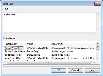 E. USING AN EXTERNAL BUILD TOOL Figure E.18 Text Edit Dialog Box In [Text], enter the command to be executed with one item per line.