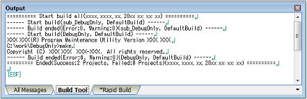 E. USING AN EXTERNAL BUILD TOOL E.5 Run a Build This section explains operations related to running a build for a debug-dedicated project.