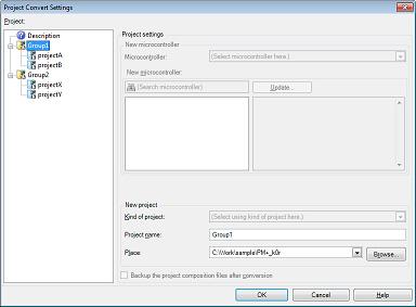 2. FUNCTIONS Figure 2.37 Project Convert Setting Dialog Box (When Main Project Is Selected) Figure 2.