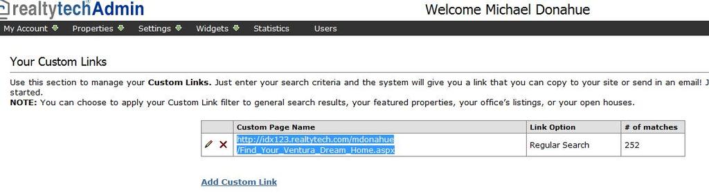 5. Once you ve created a custom link, you will highlight the URL it gives you and copy it.