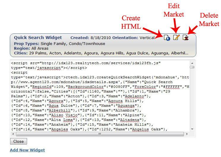 5. Once you ve created the custom widget, you will click on the Create HTML icon. This will show you the HTML coding for the widget.