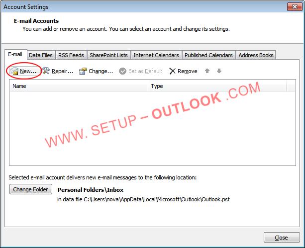 If this is not the first time you open Outlook 2007, no setup window will pop up.