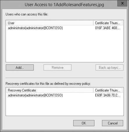 EFS certificate. However, EFS certificates can be generated with group policies and a Microsoft Certificate Authority (CA). 5.