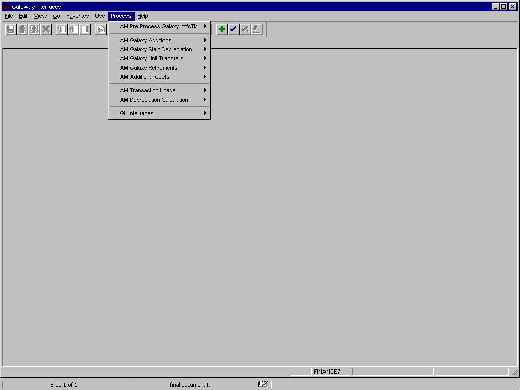 Client Interface Menu: All Client AM and GL inbound interfaces are processed starting with the menu above.