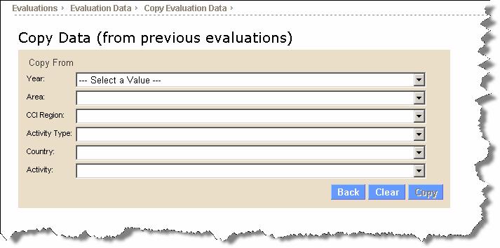 Create a new evaluation or use an existing one without the data. 2.