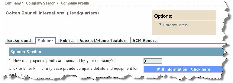 Cotton Council International Database Page 29 of 213 Spinner Overview The purpose of this form is to record all spinner related information, the layout of the form is in the same order as the Supply