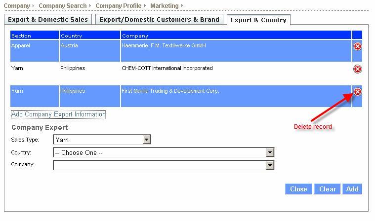 Cotton Council International Database Page 43 of 213 Marketing & Sales: Export & Country Overview The purpose of the Export & Country form is to record the company s top 5 export destinations and the