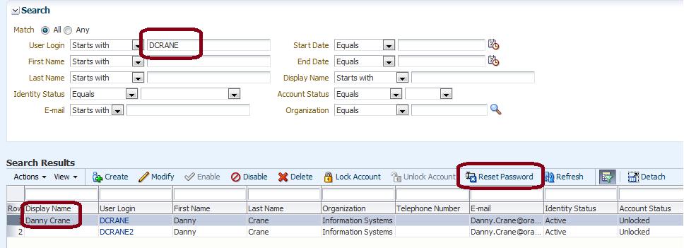 Select the row with DCRANE as user login. Do no open. 5. Upon selection the menu above refreshes to have more options. 6.