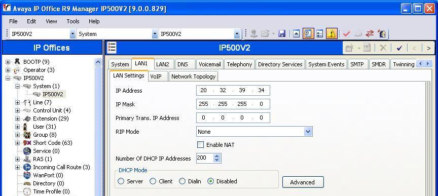 5.6. Obtain LAN IP Address From the configuration tree in the left pane, select System to display the IP500V2 screen in the right pane.