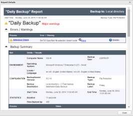 Email report configuration for all backup jobs on all BackupAssist computers within the site Alerts requiring attention for the selected site This section is used to access alert information within