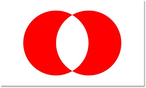Here we have two red crescent shapes, one on the left and one on the right, with an empty white area in between them. Let's say we needed to select that empty white area.