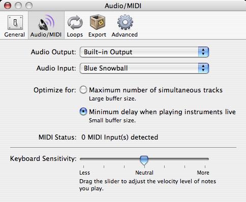 5. Under Choose a device for sound input, find Blue Snowball under the column labeled Name. Click on Blue Snowball to select it. Here you can set the input volume for the microphone.