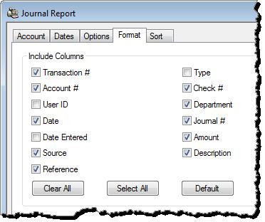 Journal Report Improved selection criteria. Added the ability to select journal entries by Date Entered or Date. Previously, you could only select journal entries by Date.