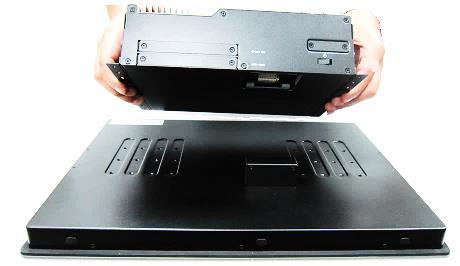 P2000 Series Convertible Embedded Computer 6. Place the P2000 on the display module through its display connector hole as indicated. 7.