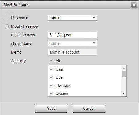 Figure 5-69 5.5.2.2 Group The group management interface can add/remove group, modify group password and etc.