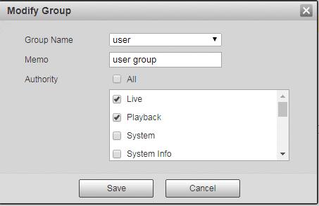 Figure 5-71 Modify group Click the modify group button, you can see an interface is