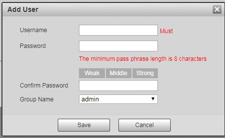 Note Please refer to 5.5.2.1 Account User Name for how to set ONVIF user.