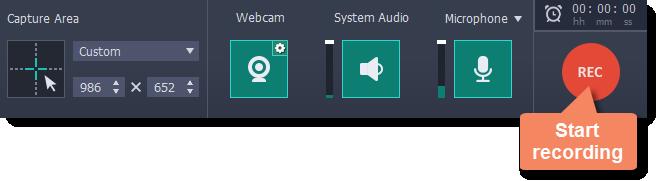 for better sound quality: 1. Click the Microphone button to enable recording audio from a microphone.