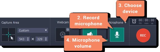 Microphone audio To record from a microphone or any other external recording device: 1.