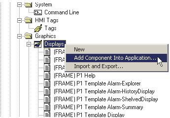 Displays and choose Add Component Into Application.