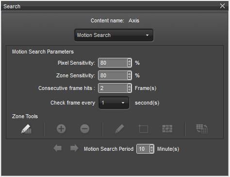 Icon Definition Enable / disable motion search Select detection region Deselect detection region Select/deselect an region Draw